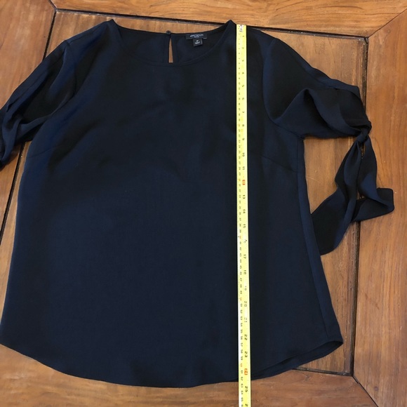 Ann Taylor petit black tie sleeve blouse MP - Picture 6 of 8